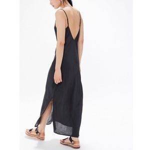 UO Satin V-Back Slip Midi Dress